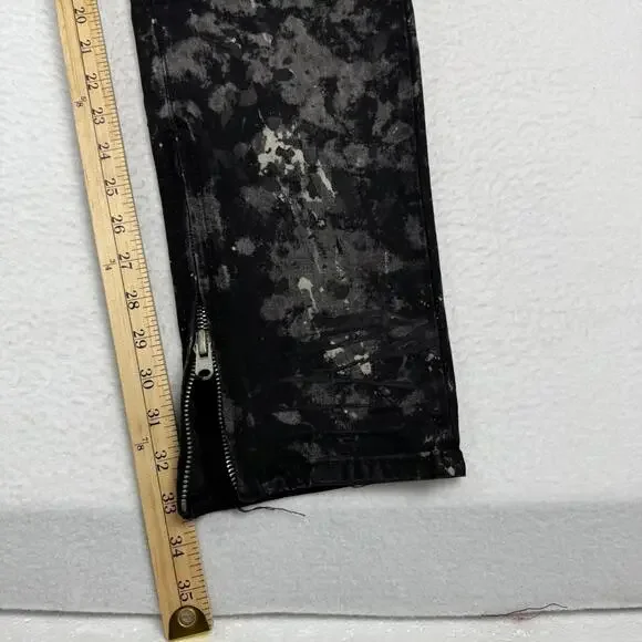 NWT MNML Men's 38x33 Slim Black Distressed Painted Stretch Zip Ankle Denim Jeans - Picture 8 of 11